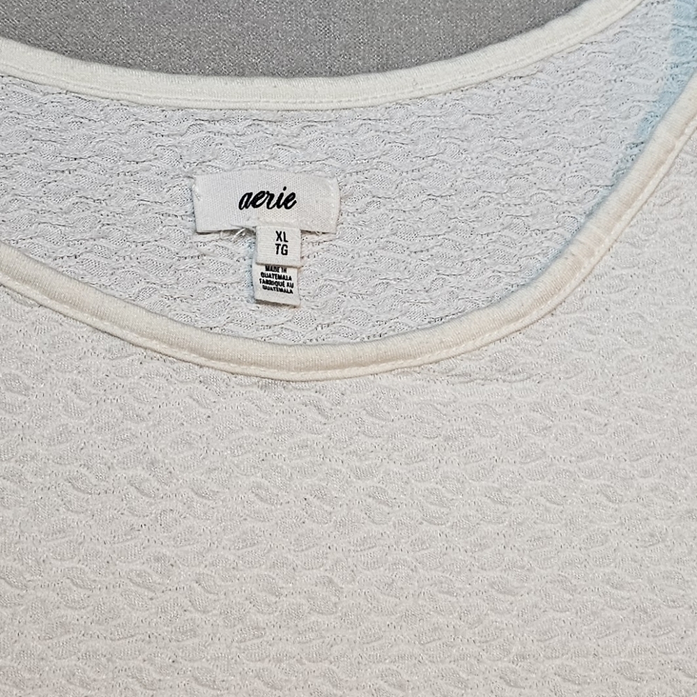 Aerie Elegant White Textured Women's Top Size XL - Picture 4 of 4